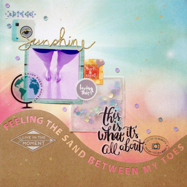 Feeling the sand between me toes scrapbook layout